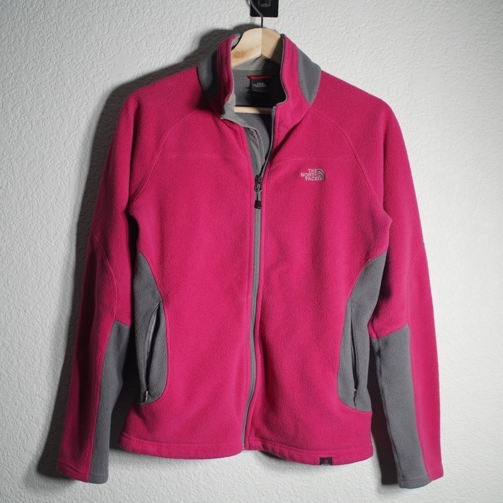 North Face Jacket Women’s Pink Fleece Full Zip Sweater Outdoor Warm Size Medium